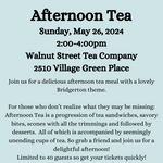 Afternoon Tea - Sunday, May 26, 2024 2pm
