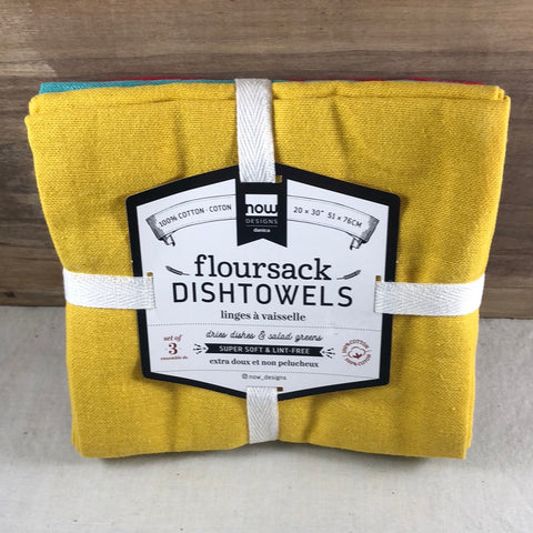 Danica Floursack Dishtowels, 3-Pack Lemon, Turquoise, Grenadine