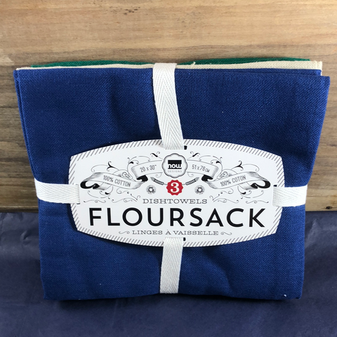 Danica Floursack Dishtowels, 3-Pack Navy, Lunar, Emerald