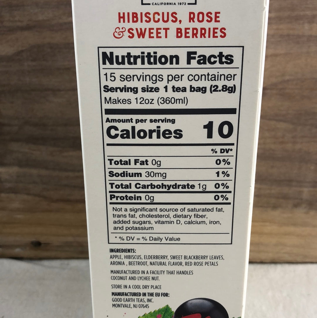 Good Earth Hibiscus, Rose & Sweet Berries – Walnut Street Tea Co.